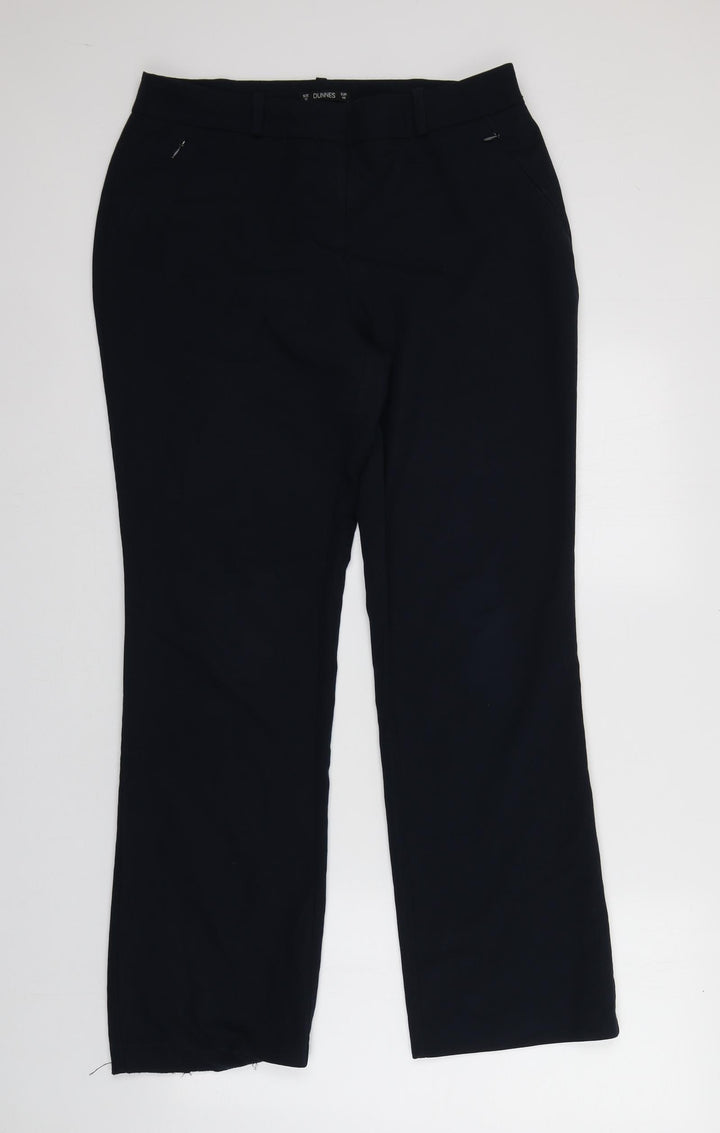 Dunnes Stores Womens Blue Polyester Carrot Trousers Size 12 L27 in Regular