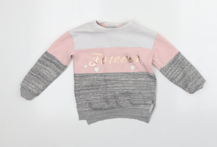 Primark Girls Grey  Polyester Pullover Sweatshirt Size 5-6 Years