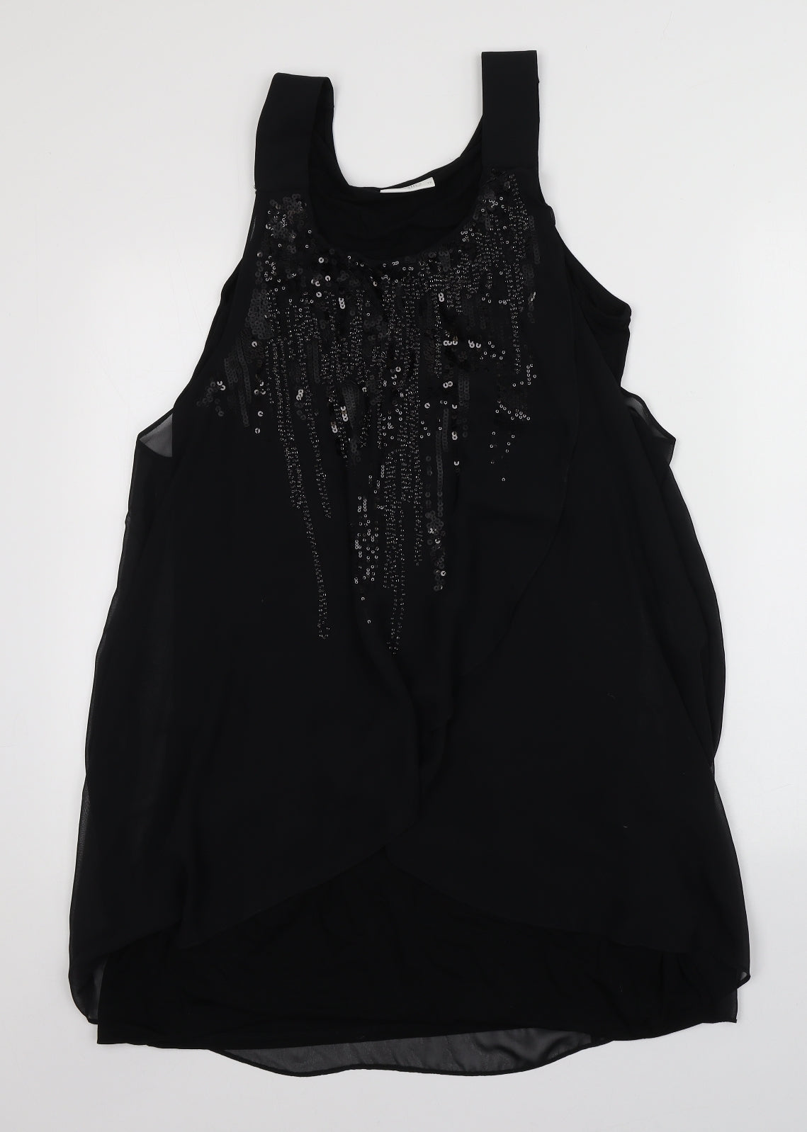 Wallis Womens Black  Polyester Basic Blouse Size 16 Scoop Neck
