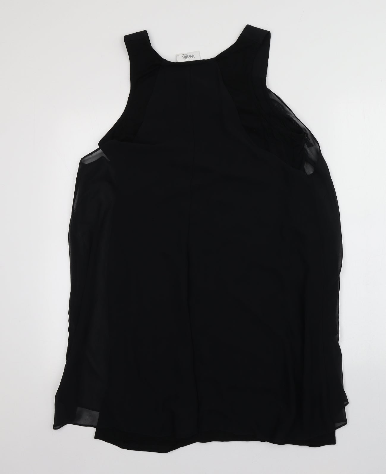 Wallis Womens Black  Polyester Basic Blouse Size 16 Scoop Neck
