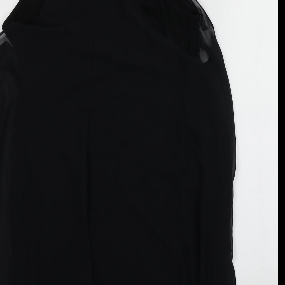Wallis Womens Black  Polyester Basic Blouse Size 16 Scoop Neck