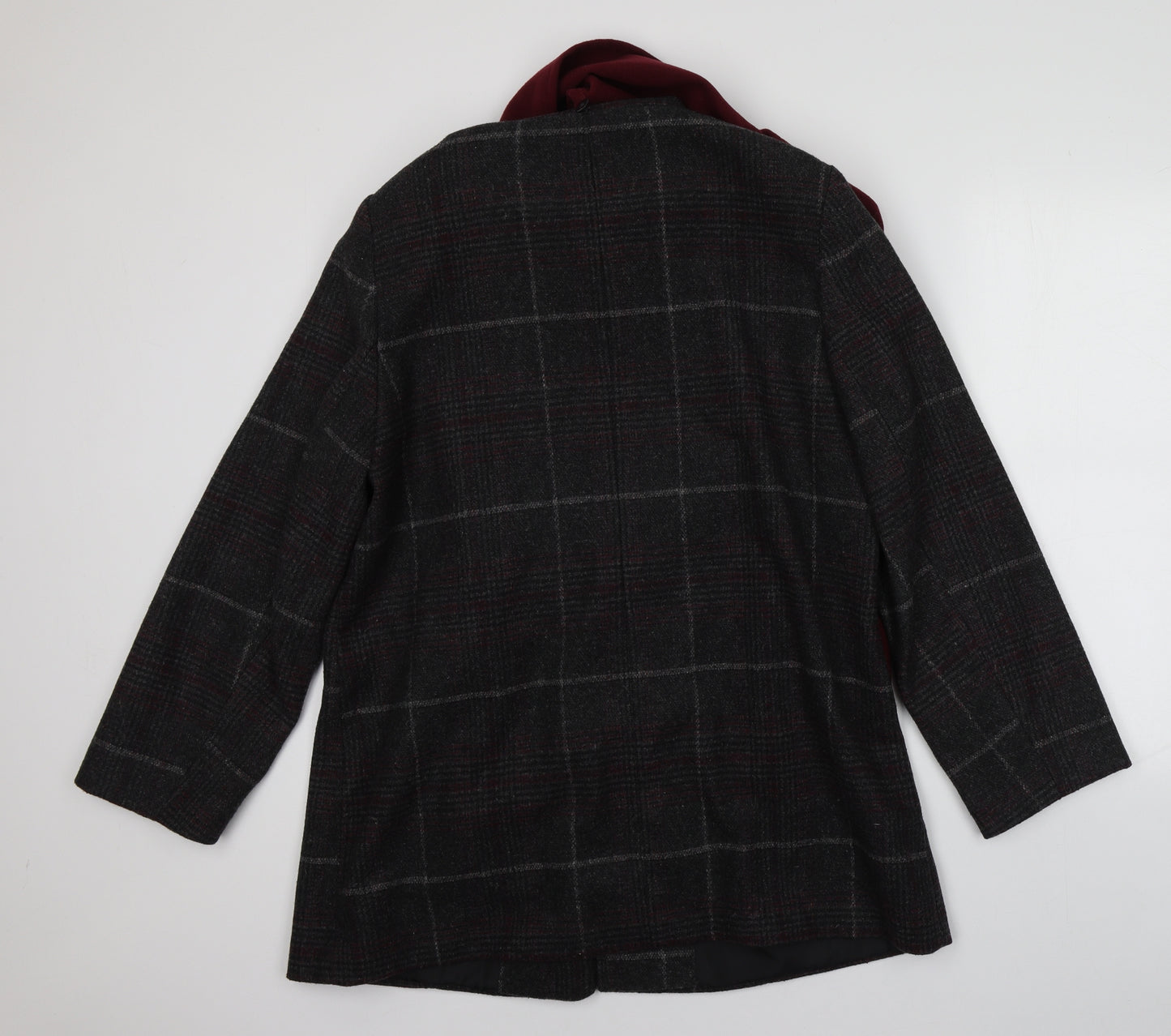 BHS Womens Black Plaid  Pea Coat Coat Size 16