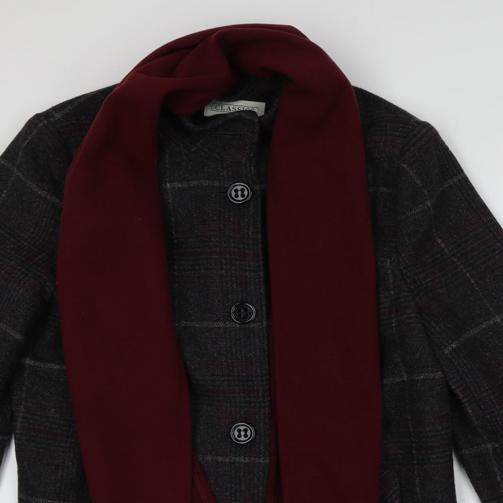 BHS Womens Black Plaid  Pea Coat Coat Size 16