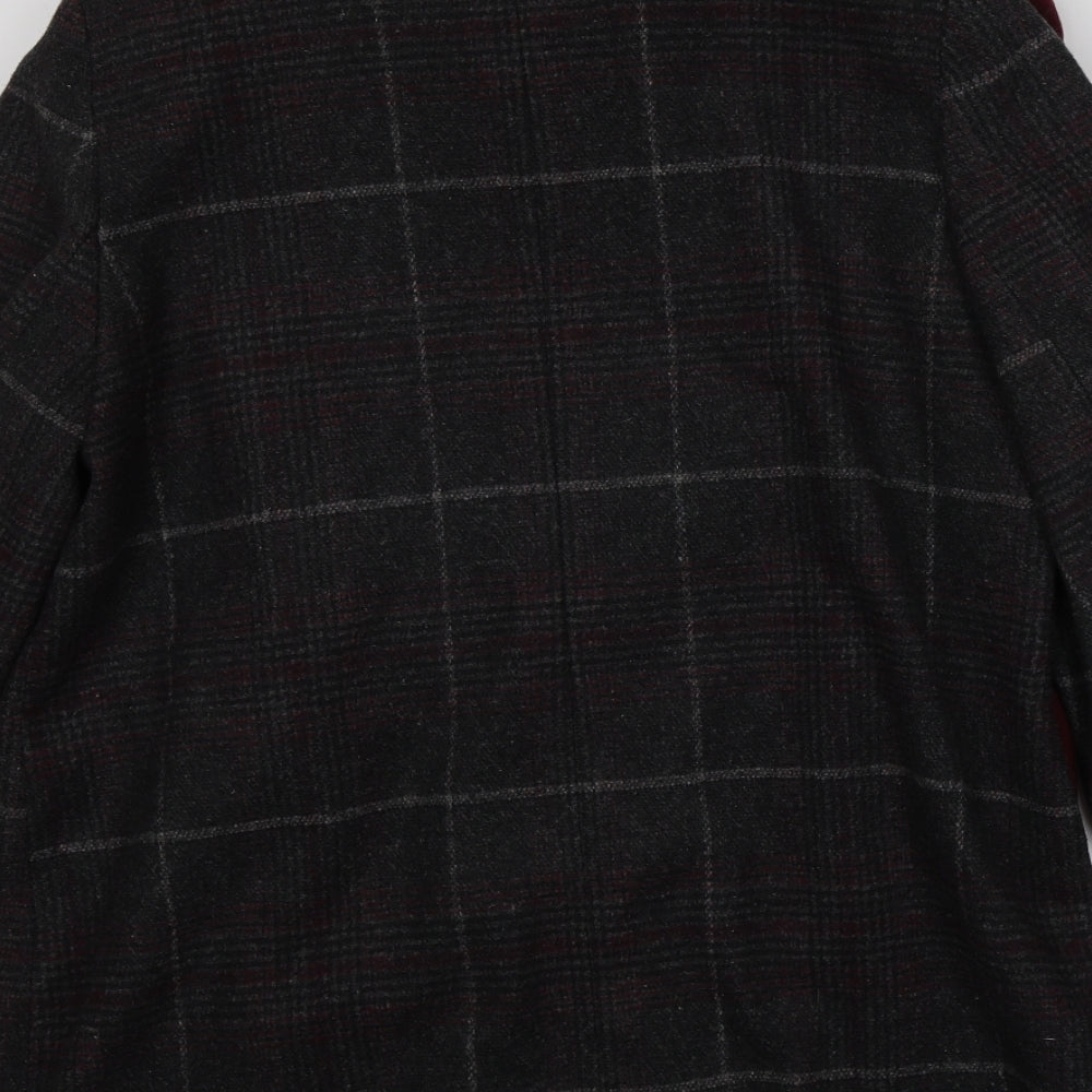 BHS Womens Black Plaid  Pea Coat Coat Size 16