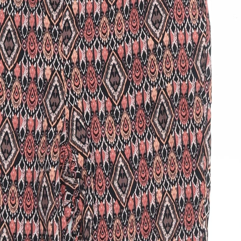 Primark Womens Multicoloured Geometric Polyester Chino Trousers Size 12 L27 in Regular Drawstring