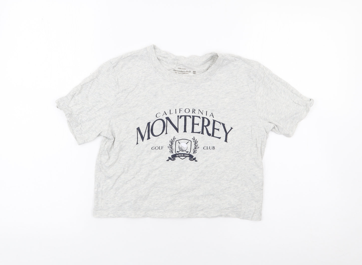 Abercrombie & Fitch Womens Grey  100% Cotton Cropped T-Shirt Size 2XS Crew Neck