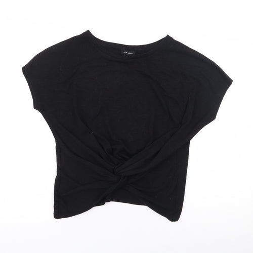 New Look Womens Black  Polyester Jersey T-Shirt Size M Crew Neck