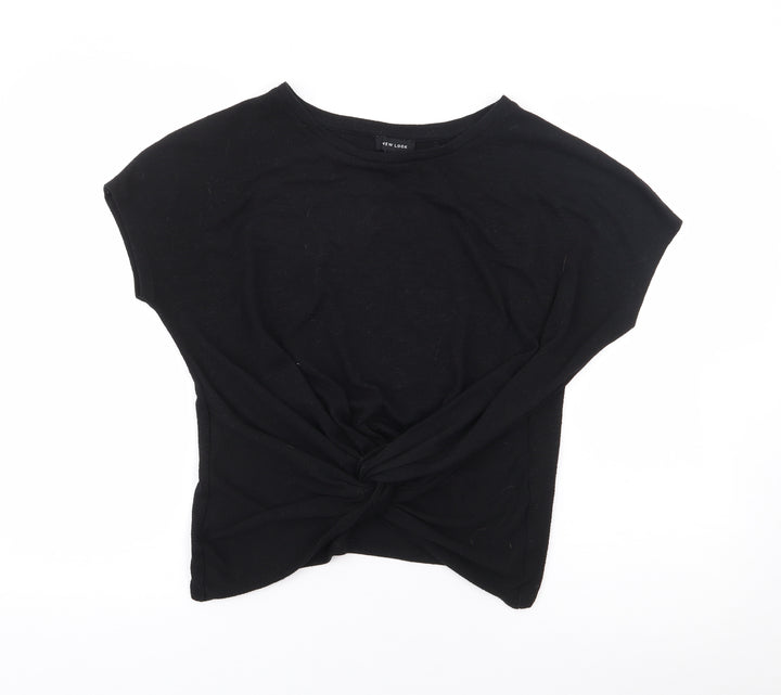 New Look Womens Black Polyester Jersey T-Shirt Size M Crew Neck