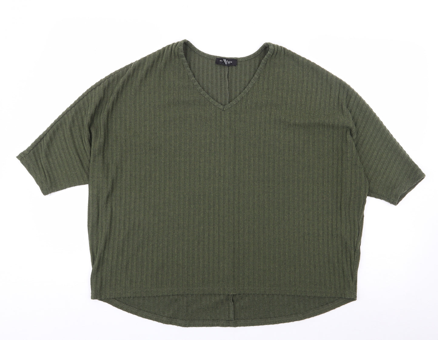 New Look Womens Green  Polyester Jersey T-Shirt Size S V-Neck