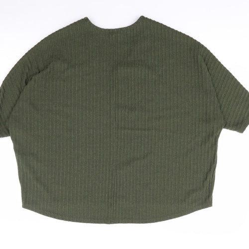 New Look Womens Green  Polyester Jersey T-Shirt Size S V-Neck