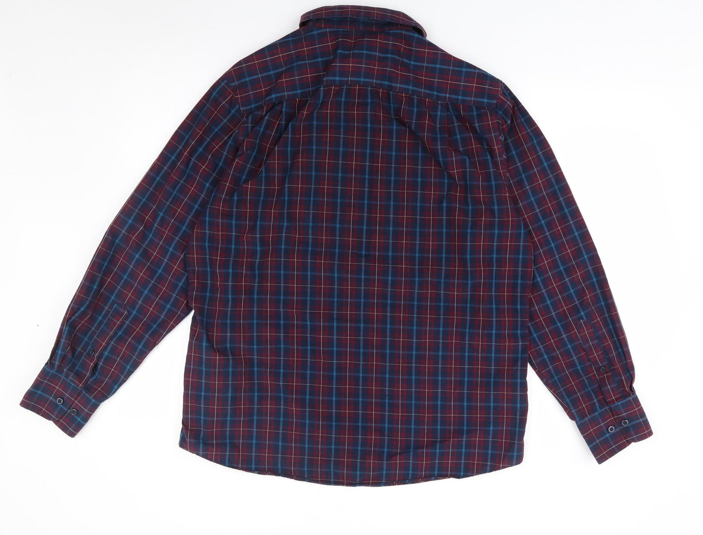 Dunnes Mens Multicoloured Plaid Cotton  Button-Up Size L Collared Button
