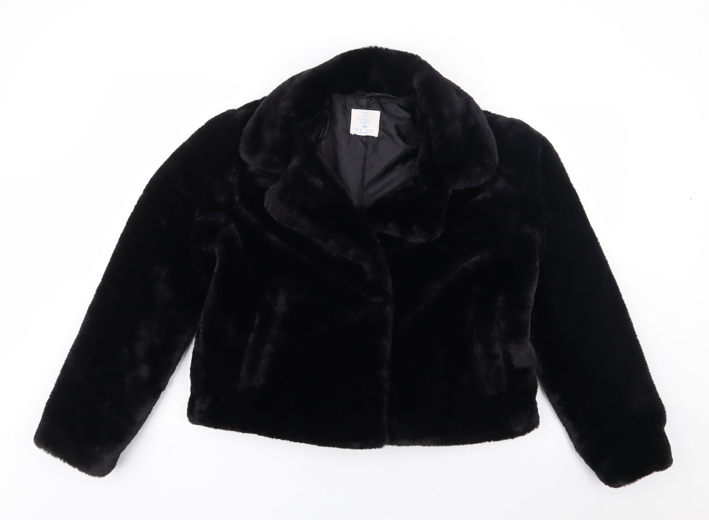 Primark Womens Black   Bomber Jacket Coat Size XS  Snap - Fur Coat
