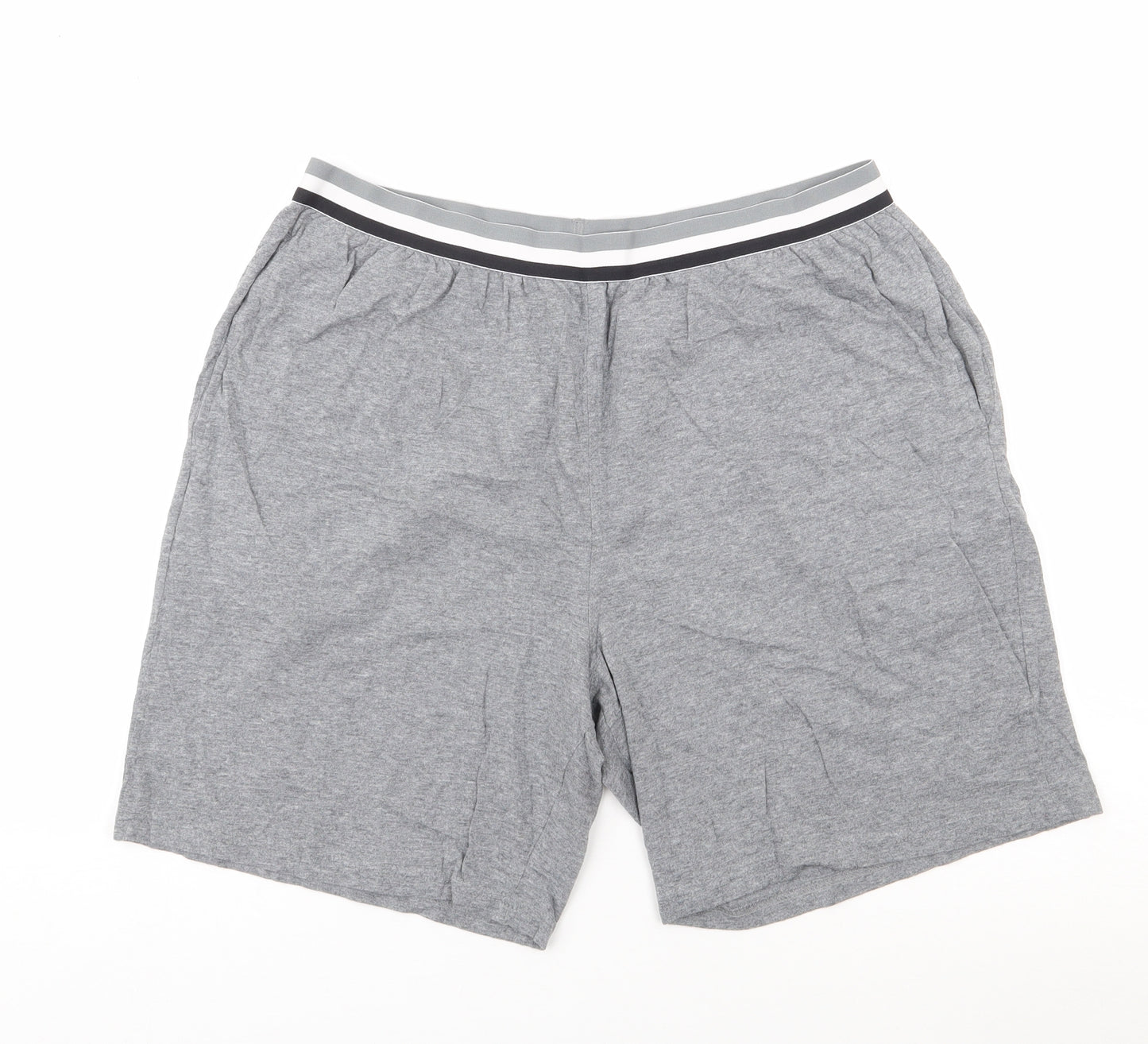 Marks and Spencer Mens Grey Solid Cotton  Lounge Pants Size L   - Shorts