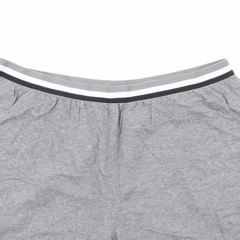 Marks and Spencer Mens Grey Solid Cotton  Lounge Pants Size L   - Shorts