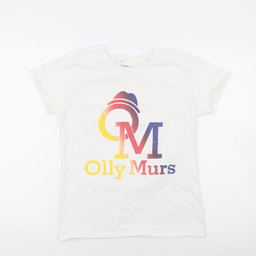 Gildan Womens Ivory  100% Cotton Jersey T-Shirt Size S Crew Neck - Olly Murs