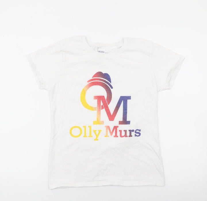 Gildan Womens Ivory 100% Cotton Jersey T-Shirt Size S Crew Neck - Olly Murs