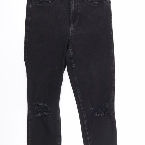New Look Womens Black  Cotton Skinny Jeans Size 10 L25 in Extra-Slim Zip