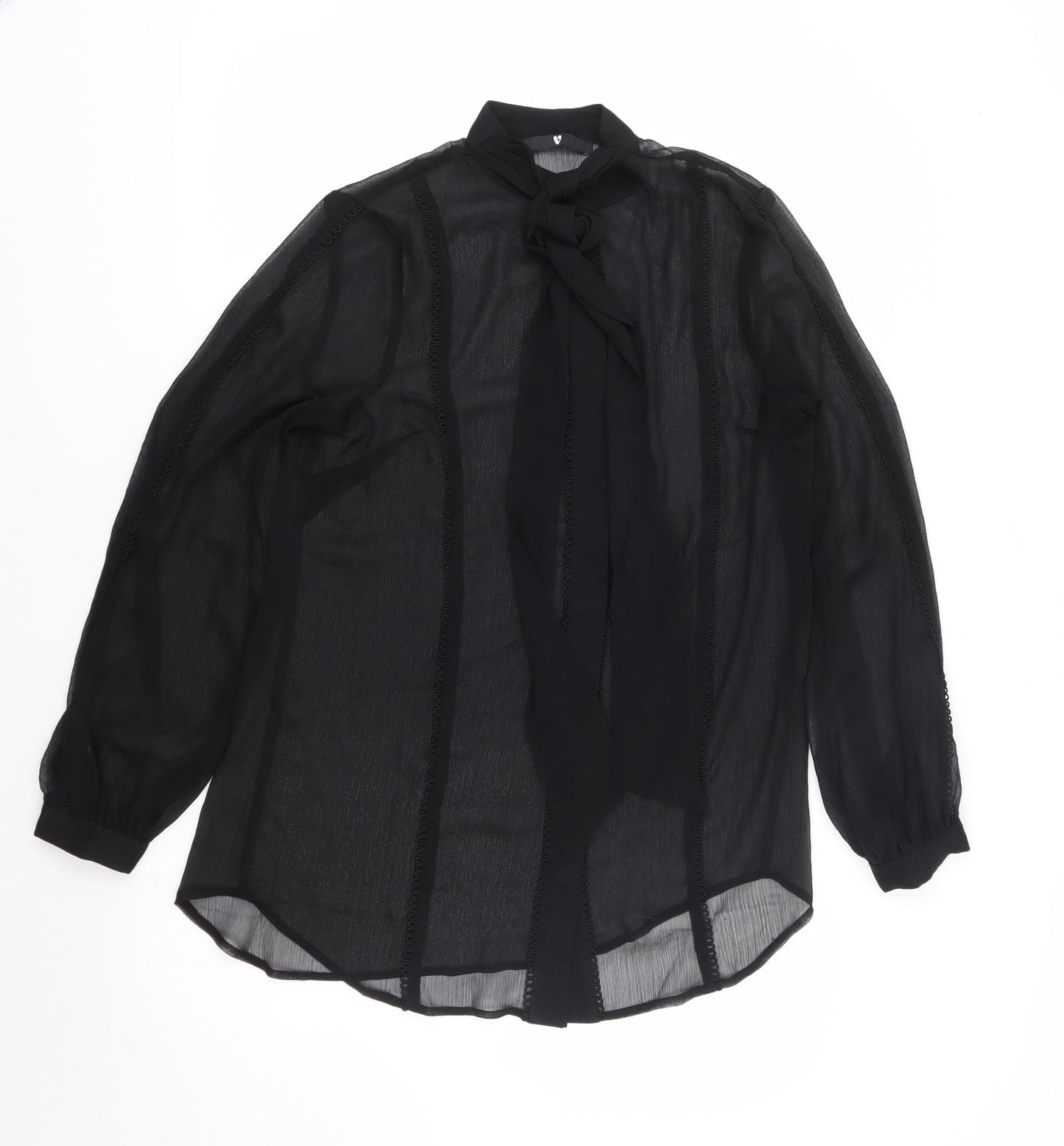 V By Very Womens Black  Polyester Jersey Button-Up Size M Halter