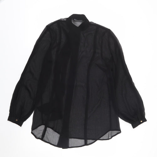 V By Very Womens Black  Polyester Jersey Button-Up Size M Halter