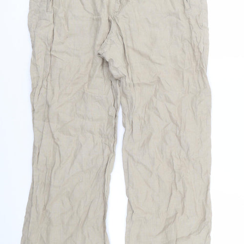 NEXT Mens Beige  Linen Chino Trousers Size 32 L31 in Regular Zip