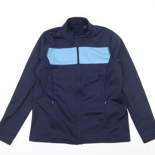 Crivit Mens Blue High Neck  Polyester Full Zip Jumper Size L