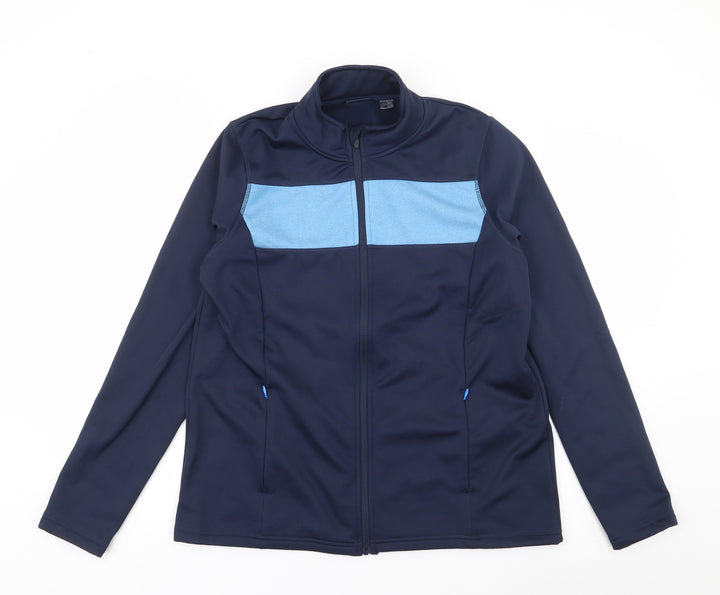 Crivit Mens Blue High Neck  Polyester Full Zip Jumper Size L