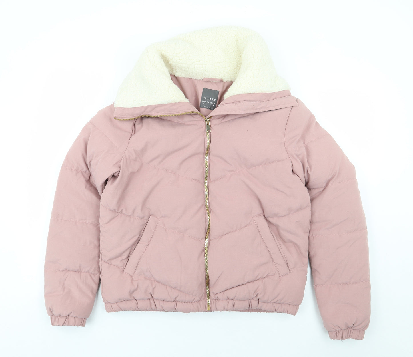 Primark Womens Pink   Bomber Jacket Coat Size 12  Zip - Fur Lined