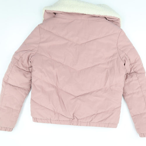 Primark Womens Pink   Bomber Jacket Coat Size 12  Zip - Fur Lined