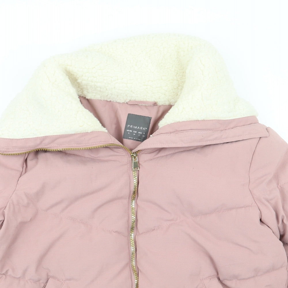 Primark Womens Pink   Bomber Jacket Coat Size 12  Zip - Fur Lined