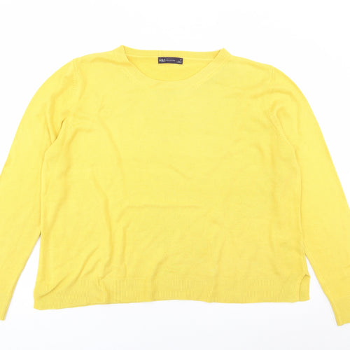 Marks and Spencer Womens Yellow Crew Neck  Acrylic Pullover Jumper Size 20