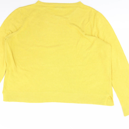 Marks and Spencer Womens Yellow Crew Neck  Acrylic Pullover Jumper Size 20