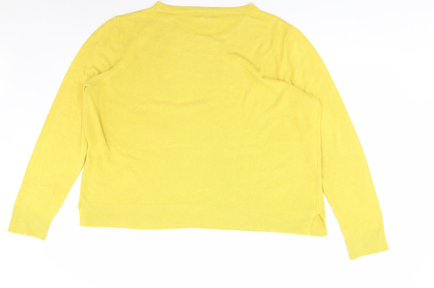 Marks and Spencer Womens Yellow Crew Neck  Acrylic Pullover Jumper Size 20