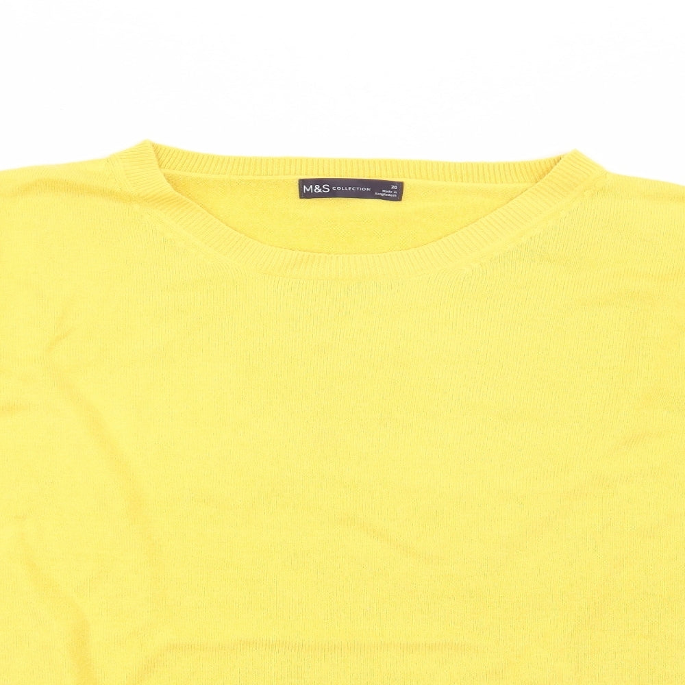 Marks and Spencer Womens Yellow Crew Neck  Acrylic Pullover Jumper Size 20