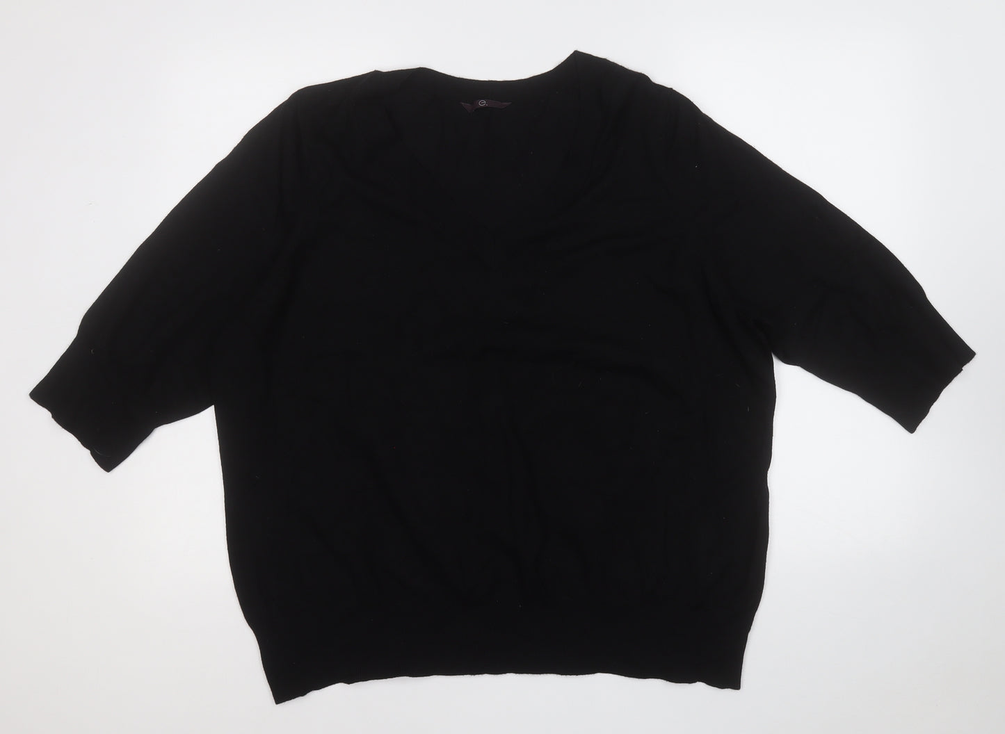 Evans Womens Black V-Neck  Viscose Pullover Jumper Size 22