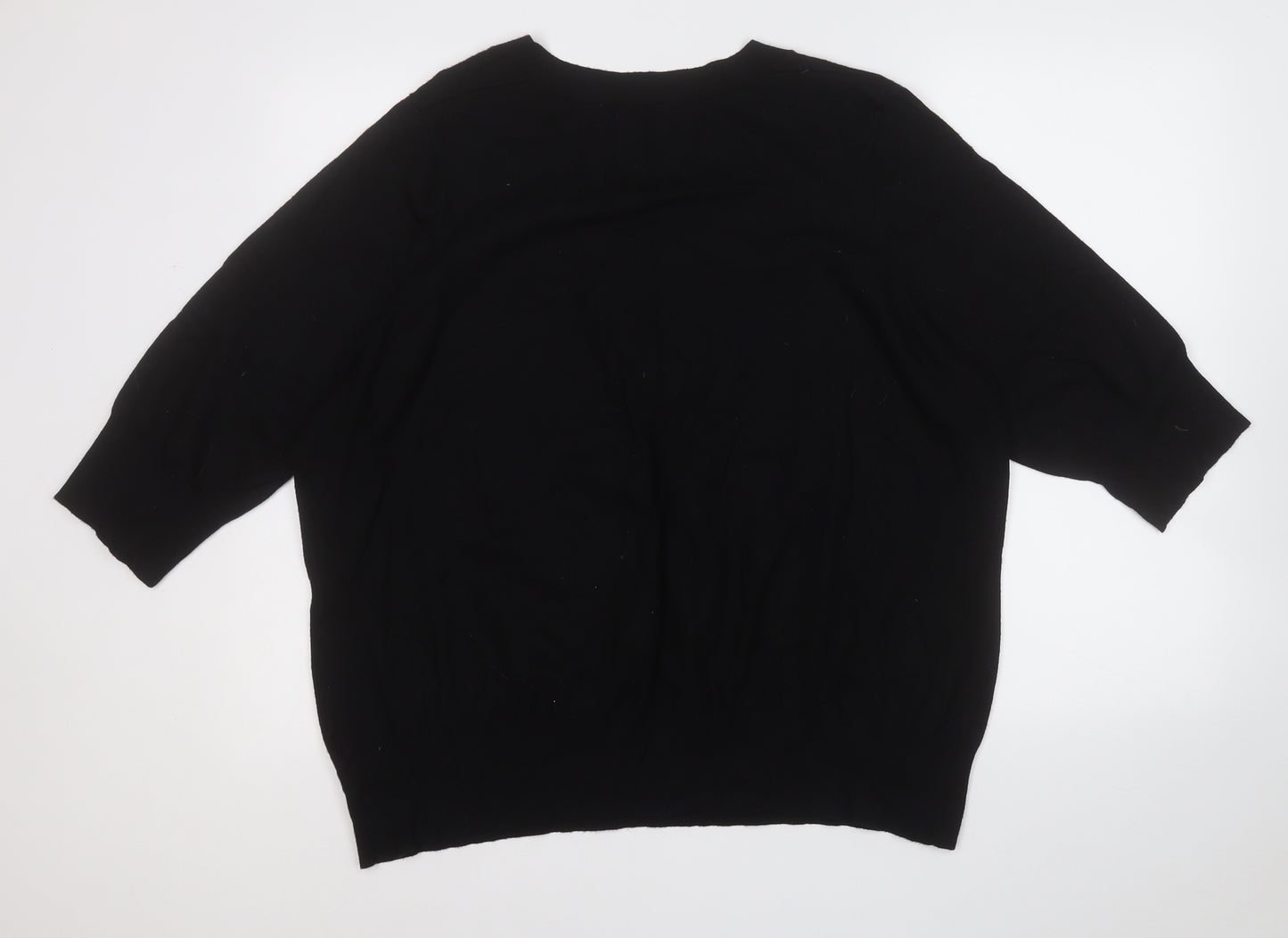 Evans Womens Black V-Neck  Viscose Pullover Jumper Size 22