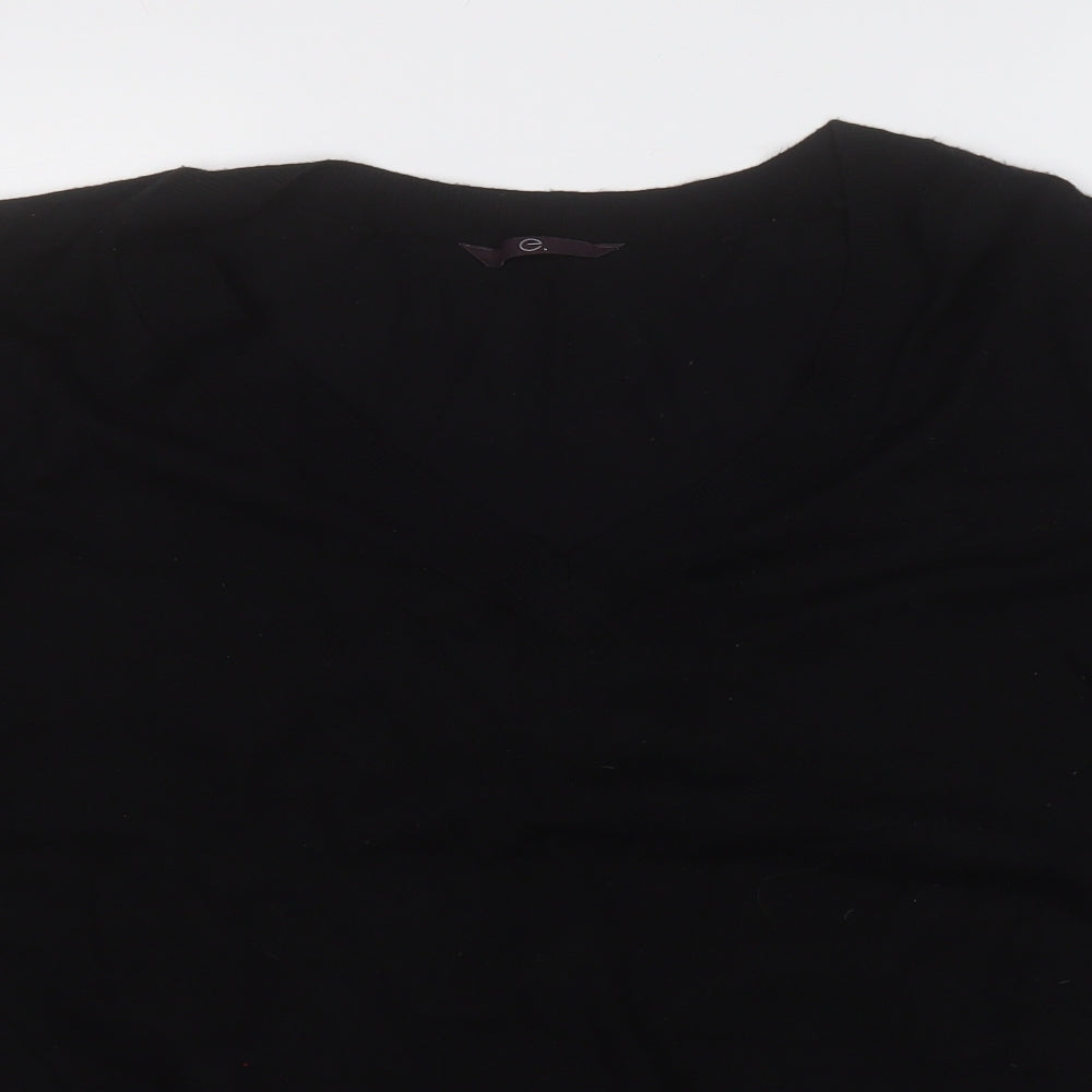 Evans Womens Black V-Neck  Viscose Pullover Jumper Size 22