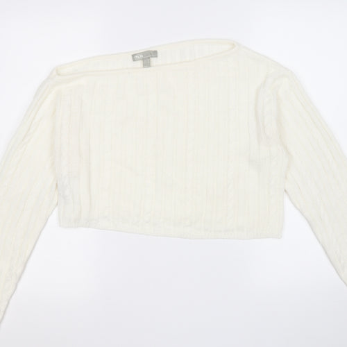 ASOS Womens White Round Neck  Acrylic Pullover Jumper Size 12