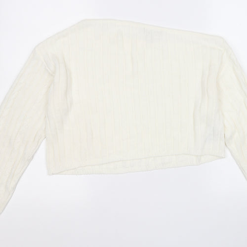 ASOS Womens White Round Neck  Acrylic Pullover Jumper Size 12