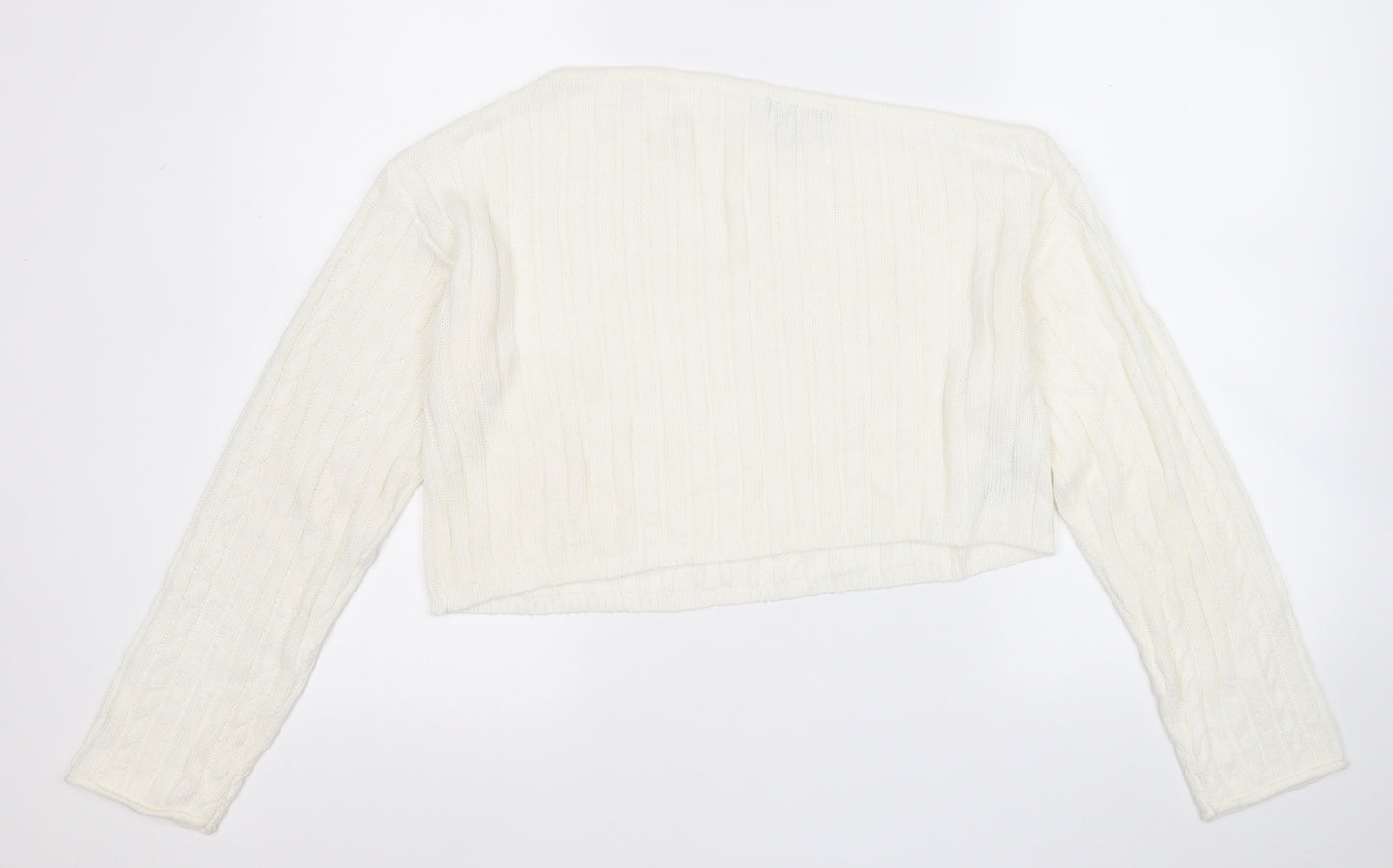 ASOS Womens White Round Neck  Acrylic Pullover Jumper Size 12