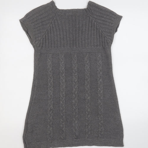 Amisu Womens Grey  Acrylic A-Line  Size S  Round Neck