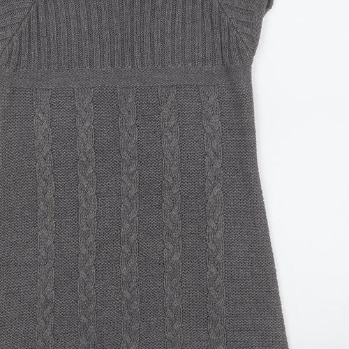 Amisu Womens Grey  Acrylic A-Line  Size S  Round Neck