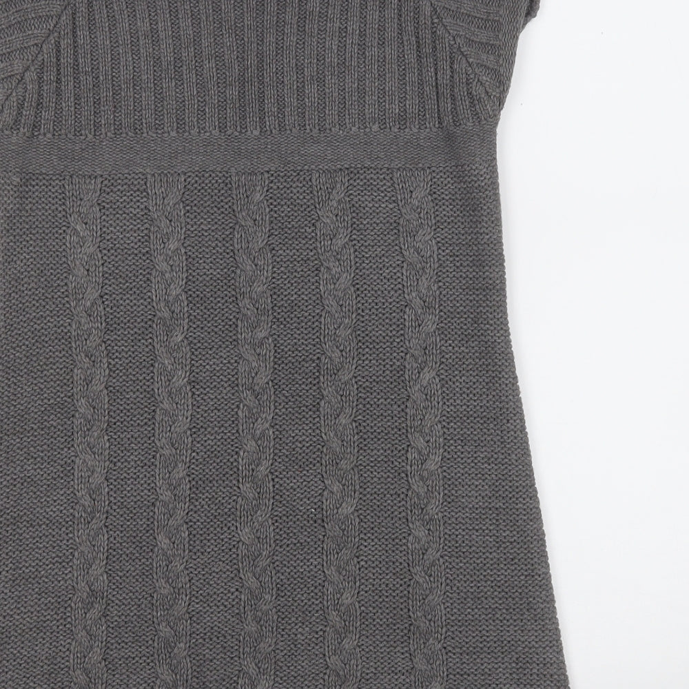 Amisu Womens Grey  Acrylic A-Line  Size S  Round Neck