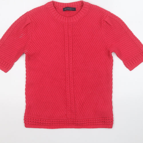 Marks and Spencer Womens Pink V-Neck  Cotton Pullover Jumper Size 10