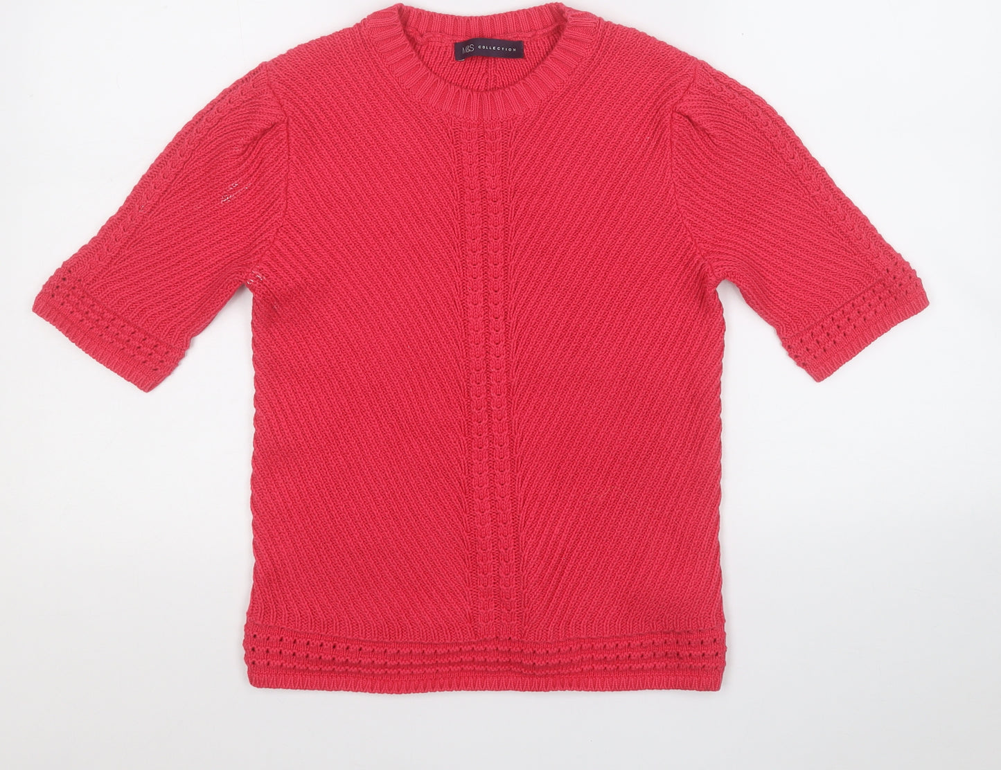 Marks and Spencer Womens Pink V-Neck  Cotton Pullover Jumper Size 10