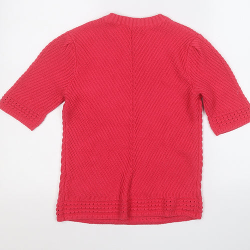 Marks and Spencer Womens Pink V-Neck  Cotton Pullover Jumper Size 10