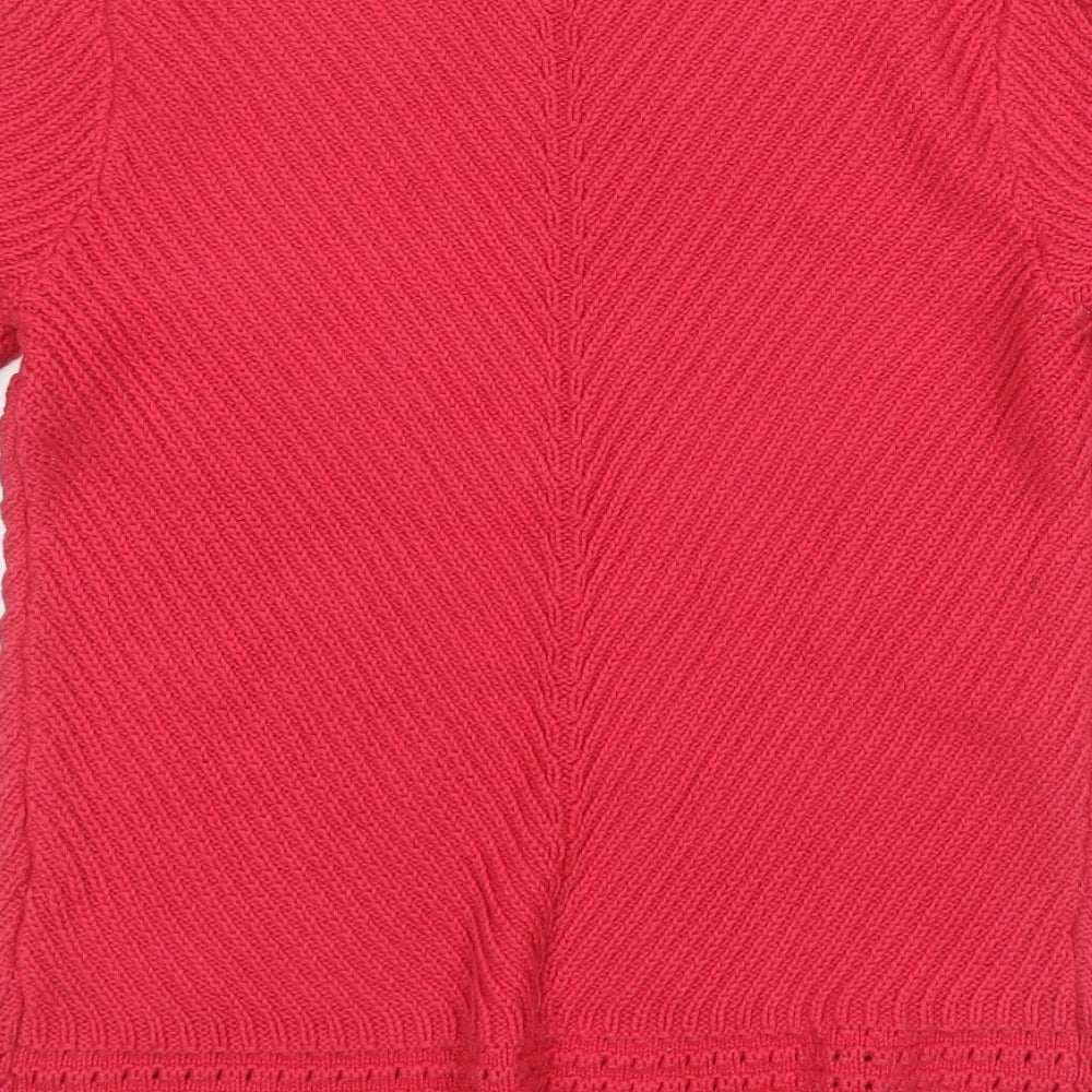 Marks and Spencer Womens Pink V-Neck  Cotton Pullover Jumper Size 10