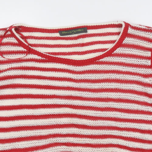 Blooming Marvellous Womens Red Round Neck Striped Cotton Pullover Jumper Size 16