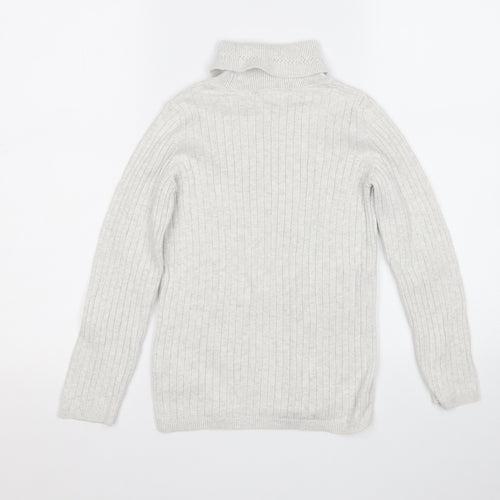 George Girls Grey Roll Neck  Cotton Pullover Jumper Size 10 Years