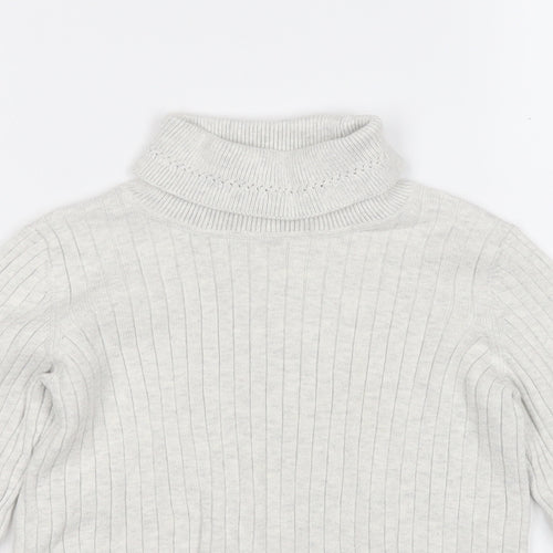 George Girls Grey Roll Neck  Cotton Pullover Jumper Size 10 Years