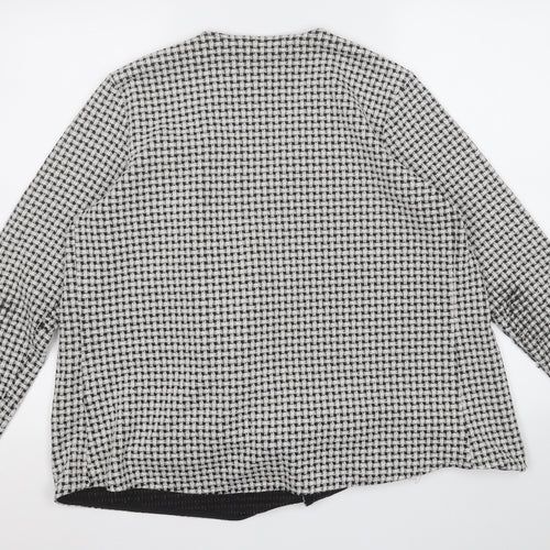 Papaya Womens White V-Neck Plaid Polyester Pullover Jumper Size 18